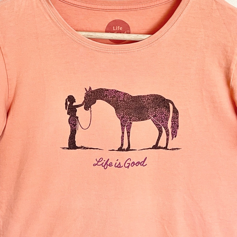 Life Is Good Horse Graphic Peach Crusher T Shirt Women’s Medium Classic Fit - Picture 5 of 14